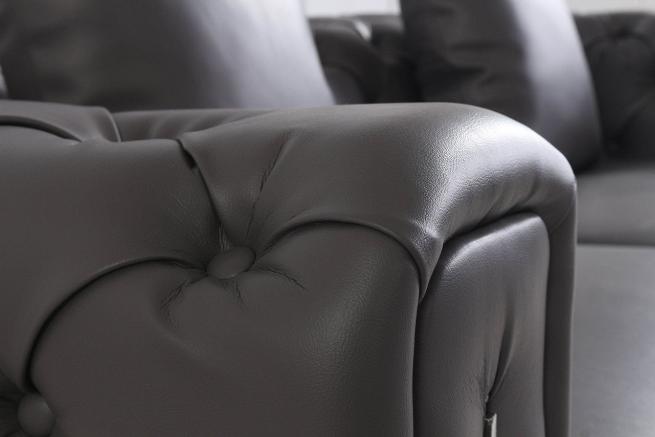 Luxury Dark Grey Chesterfield Sofa Set with Gold Legs - Modern Elegance for Sophisticated Living - UK Luxury Furniture