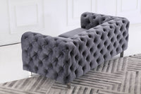 Luxury Dark Grey Velvet Modern Chesterfield Sofa Set with Gold Legs - 3, 2 & 1 Seater Options - UK Luxury Furniture