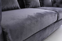 Luxury Dark Grey Velvet Modern Chesterfield Sofa Set with Gold Legs - 3, 2 & 1 Seater Options - UK Luxury Furniture