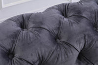 Luxury Dark Grey Velvet Modern Chesterfield Sofa Set with Gold Legs - 3, 2 & 1 Seater Options - UK Luxury Furniture