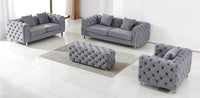 Luxury Grey Velvet Modern Chesterfield Sofa Set with Gold Legs - Stylish & Comfortable Designs - UK Luxury Furniture
