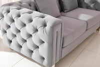 Luxury Grey Velvet Modern Chesterfield Sofa Set with Gold Legs - Stylish & Comfortable Designs - UK Luxury Furniture