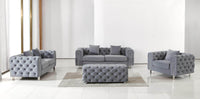Luxury Grey Velvet Modern Chesterfield Sofa Set with Gold Legs - Stylish & Comfortable Designs - UK Luxury Furniture