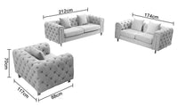 Luxury Grey Velvet Modern Chesterfield Sofa Set with Gold Legs - Stylish & Comfortable Designs - UK Luxury Furniture