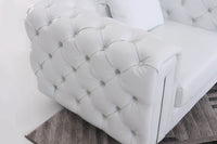 Elegant Modern Chesterfield Sofa Set - Luxury White Leather with Plush Cushions & Gold Legs - UK Luxury Furniture