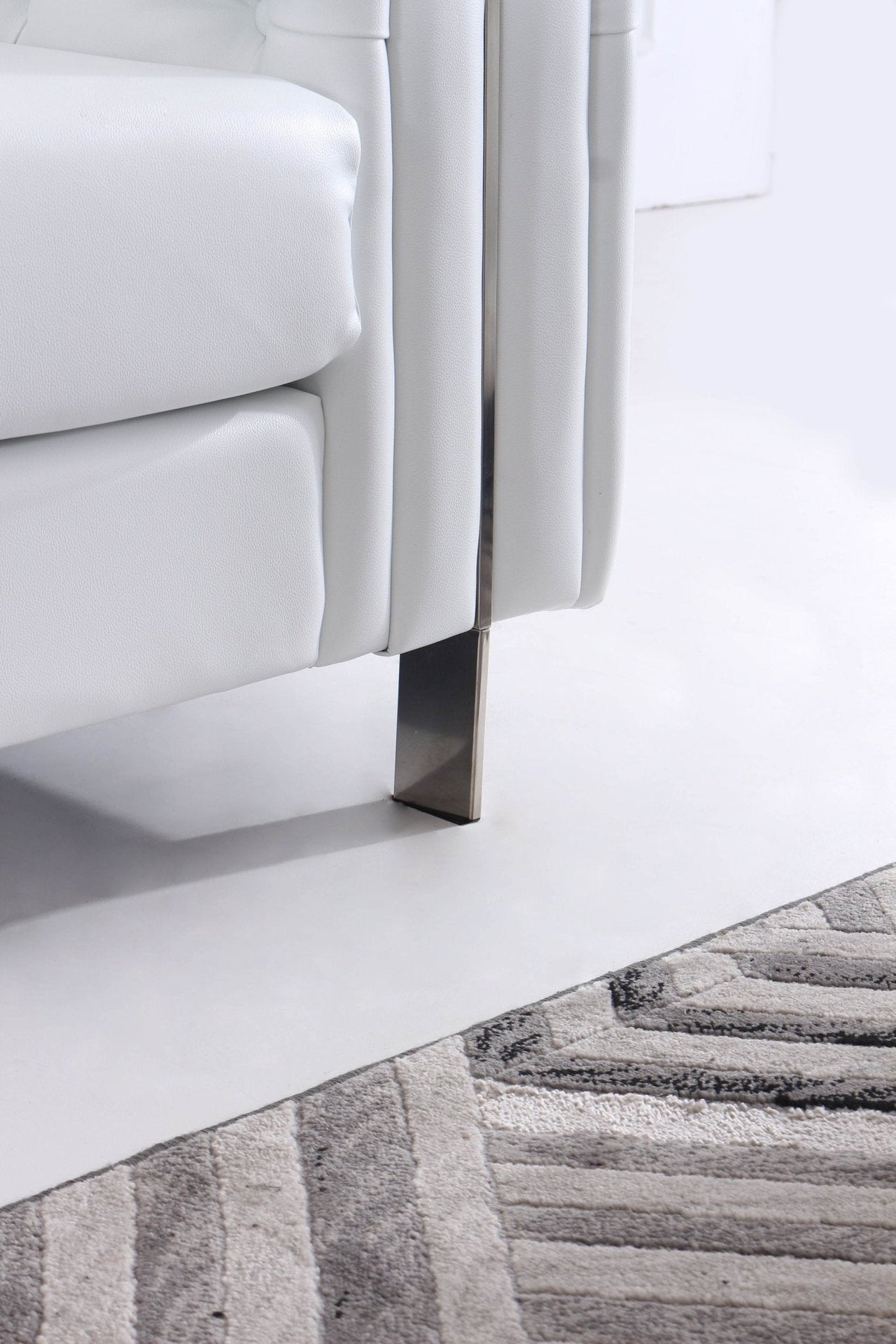 Elegant Modern Chesterfield Sofa Set - Luxury White Leather with Plush Cushions & Gold Legs - UK Luxury Furniture