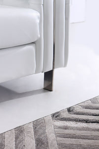 Elegant Modern Chesterfield Sofa Set - Luxury White Leather with Plush Cushions & Gold Legs - UK Luxury Furniture