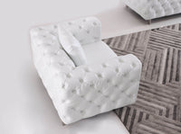 Elegant Modern Chesterfield Sofa Set - Luxury White Leather with Plush Cushions & Gold Legs - UK Luxury Furniture