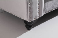 Luxury Light Grey Velvet Chesterfield L Shape Corner Sofa with Classic Styling - UK Luxury Furniture