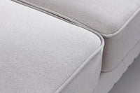 Chesterfield L Shape Corner Sofa in Luxury Stone Grey Fabric with Black Glass Coffee Table - UK Luxury Furniture