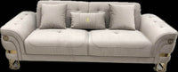 Tokyo Modern Sofa Set in Luxurious Cream Velvet with Gold Accents and Plush Cushions - UK Luxury Furniture