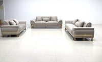 Tokyo Modern Sofa Set in Luxurious Cream Velvet with Gold Accents and Plush Cushions - UK Luxury Furniture