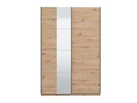 Noah Oak Effect Sliding Wardrobe with Mirror - Spacious, Modern Storage Solution - UK Luxury Furniture