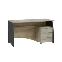 Oris Oak and Grey Large Executive Office Desk with Three Storage Drawers - UK Luxury Furniture