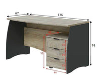 Oris Oak and Grey Large Executive Office Desk with Three Storage Drawers - UK Luxury Furniture