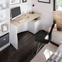 Oris White and Oak Effect Large Desk with Three Drawers for Home Office - UK Luxury Furniture
