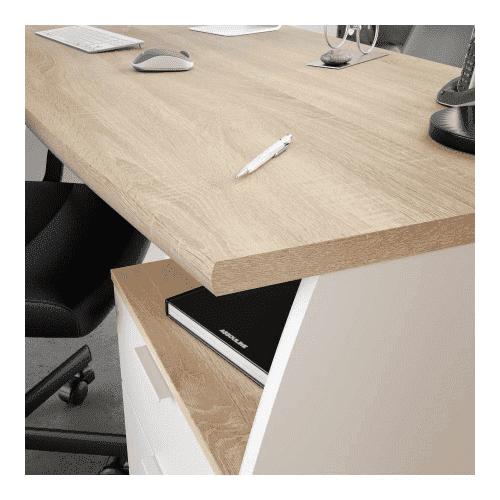 Oris White and Oak Effect Large Desk with Three Drawers for Home Office - UK Luxury Furniture