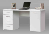 Pulton White Compact Office Desk with Storage, Drawers, and Cupboard - UK Luxury Furniture