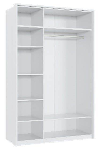 Elegant Rado 3-Door White High Gloss Wardrobe with Mirrored Panel - UK Luxury Furniture