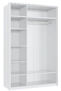 Elegant Rado 3-Door White High Gloss Wardrobe with Mirrored Panel - UK Luxury Furniture