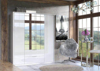 Rado 4-Door 2-Drawer White High Gloss Mirrored Wardrobe with Ample Storage - UK Luxury Furniture