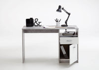 Rami Modern Grey and White Office Desk with Storage, Drawer, and Door - UK Luxury Furniture