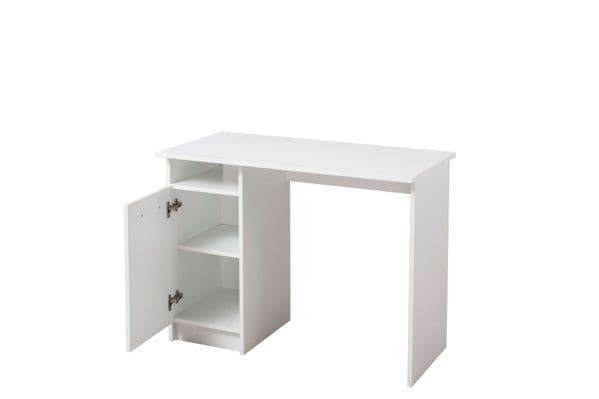 Reygo Matt White Computer Desk with 1 Door - Modern Office Furniture - UK Luxury Furniture