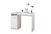 Reygo Matt White Computer Desk with 1 Door - Modern Office Furniture - UK Luxury Furniture