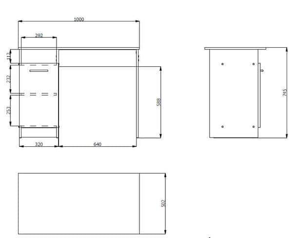 Reygo Matt White Computer Desk with 1 Door - Modern Office Furniture - UK Luxury Furniture