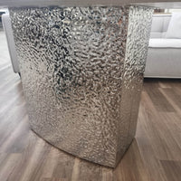 Roma Dining Table with Stunning Marble Top on Hammered Metal Base - Available in White & Crystal Grey - UK Luxury Furniture