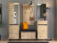 Rosmara Artisan Oak Effect Slim Narrow Hallway Wardrobe with Pull-Out Rail - UK Luxury Furniture