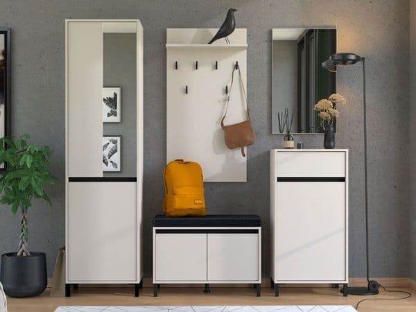 Rosmara Cashmere Taupe Slim Narrow Shallow Depth Hallway Wardrobe with Two Doors - UK Luxury Furniture