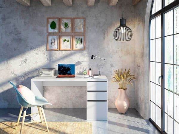 Sacramento Arctic White Modern Home Office Computer Desk with Storage - UK Luxury Furniture