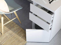 Sacramento Arctic White Modern Home Office Computer Desk with Storage - UK Luxury Furniture