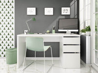Sacramento Arctic White Modern Home Office Computer Desk with Storage - UK Luxury Furniture
