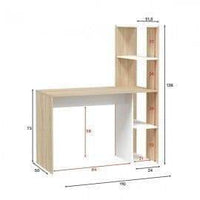 Saliba White and Oak Effect Desk with Bookcase: Modern Home Office Storage Solution - UK Luxury Furniture