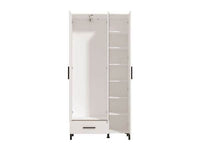 Saltbay White Tall Shallow Depth Hallway Mirrored Wardrobe with Three Doors and Six Shelves - UK Luxury Furniture