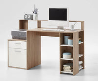 Sansa White and Oak Effect Desk with Hutch - Versatile Home Office Workstation - UK Luxury Furniture
