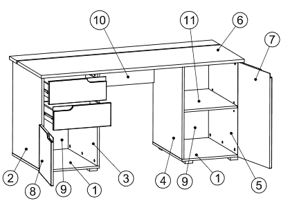 Santino Large White High Gloss Computer Desk with Storage and Device Holder - UK Luxury Furniture