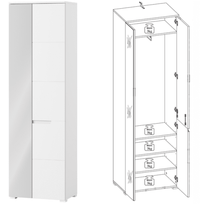Santino White Gloss Slim Wardrobe with Mirrored Door S22 - Elegant Storage Solution - UK Luxury Furniture