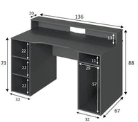 Sega Dark Grey Gaming Desk with Hutch: Ergonomic, Stylish, and Functional - UK Luxury Furniture