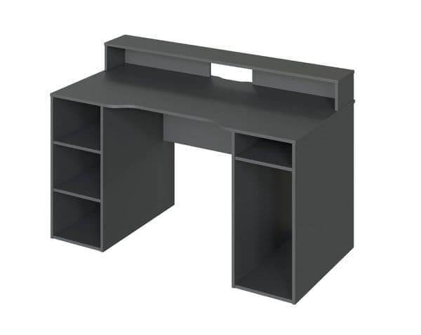 Sega Dark Grey Gaming Desk with Hutch: Ergonomic, Stylish, and Functional - UK Luxury Furniture