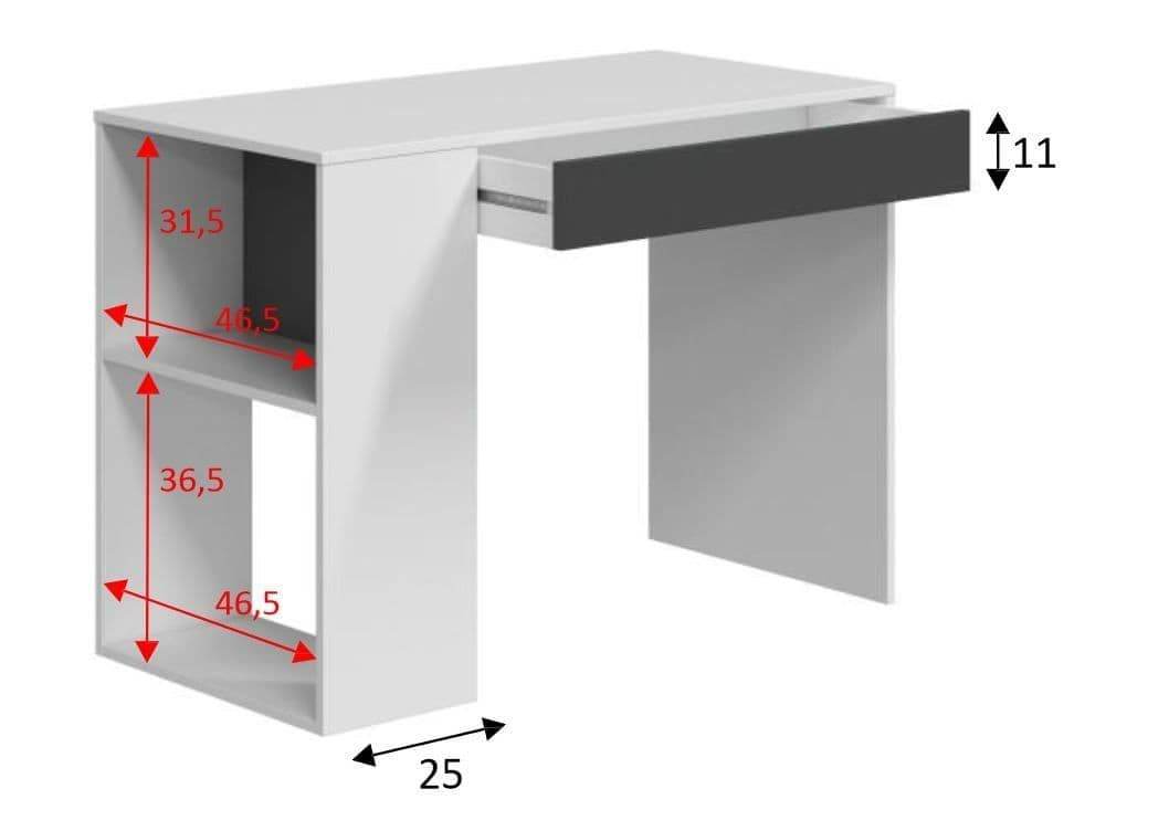 Sesko Grey and White Modern Home Office Desk with Drawer and Storage Shelves - UK Luxury Furniture