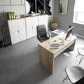 Siena Oak and White Desk: Modern Home Office Corner Workstation with Storage - UK Luxury Furniture
