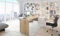 Siena Oak and White Desk: Modern Home Office Corner Workstation with Storage - UK Luxury Furniture