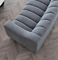 Aluxo Astoria 3-Seater Sofa in Luxurious Iron Boucle Fabric with Deep Channel Stitching - UK Luxury Furniture