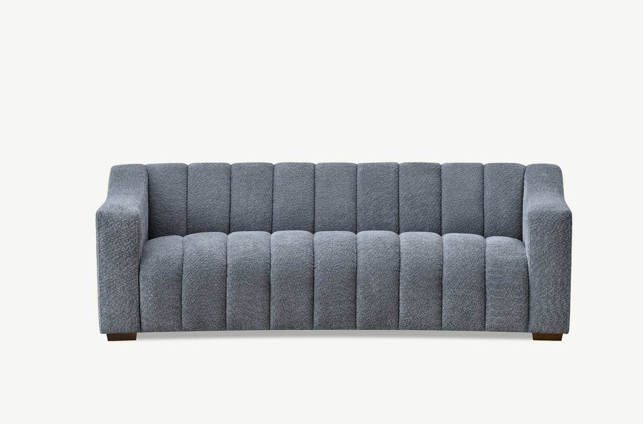 Aluxo Astoria 3-Seater Sofa in Luxurious Iron Boucle Fabric with Deep Channel Stitching - UK Luxury Furniture