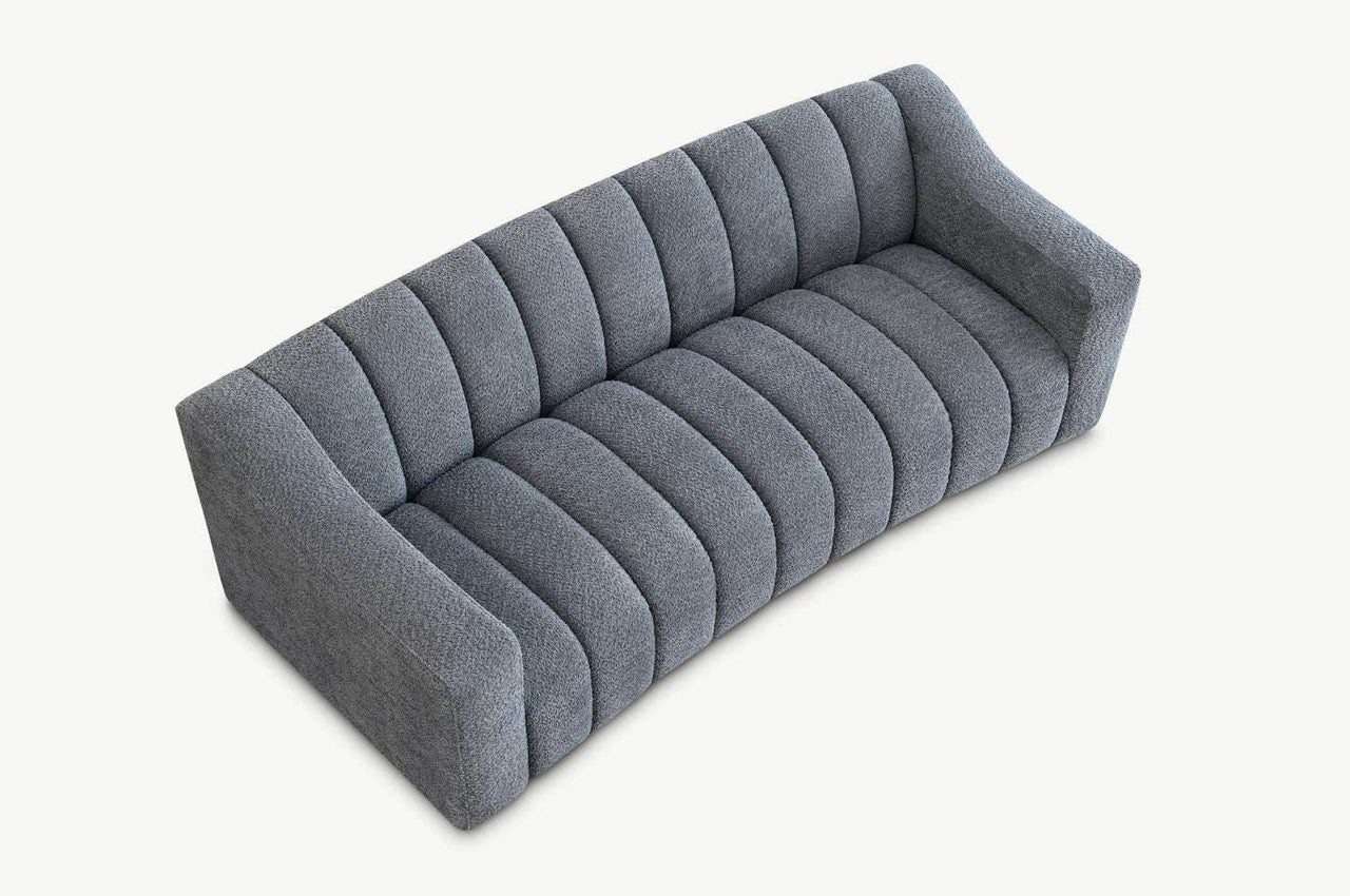 Aluxo Astoria 3-Seater Sofa in Luxurious Iron Boucle Fabric with Deep Channel Stitching - UK Luxury Furniture