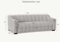 Aluxo Astoria 3-Seater Sofa in Luxurious Iron Boucle Fabric with Deep Channel Stitching - UK Luxury Furniture