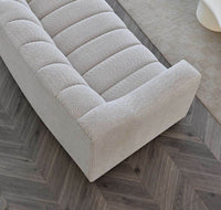 Aluxo Astoria 3-Seater Sofa in Oatmeal Boucle Fabric with Deep Channel Stitching - UK Luxury Furniture